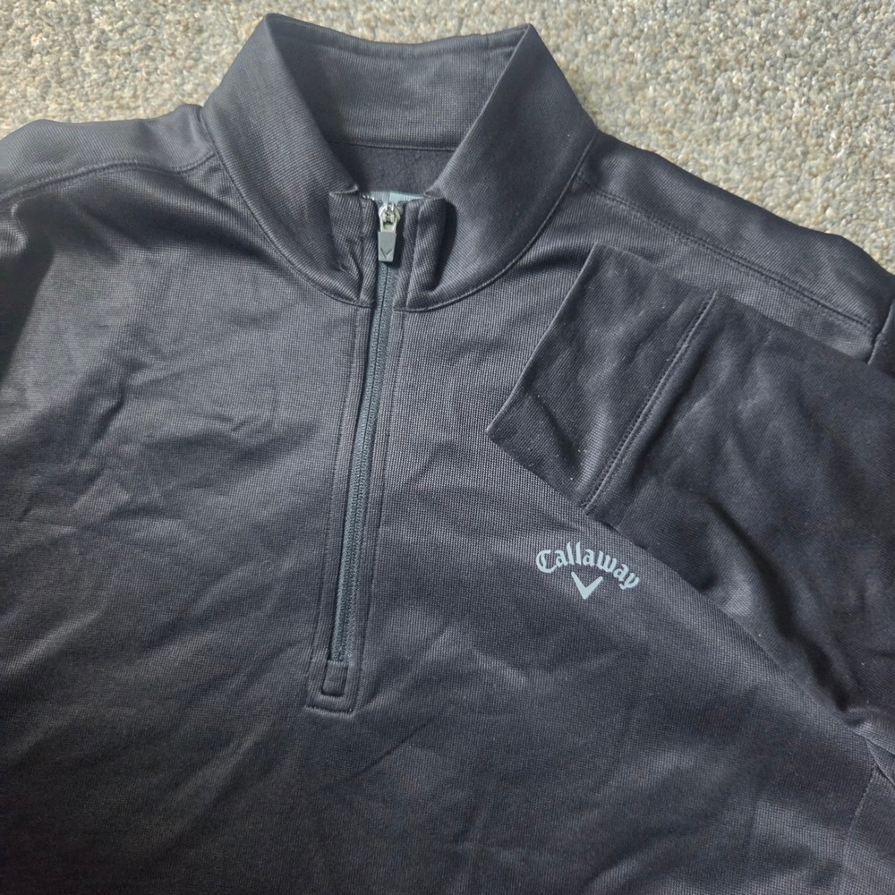 Callaway Mens XL Quarter Zip Pullover Black Fleece Lined Golf Jacket SU25966